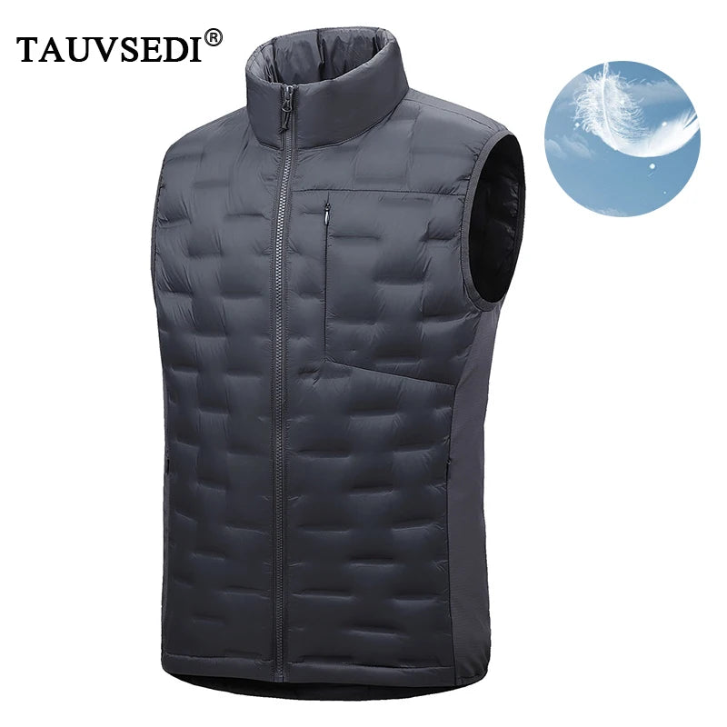 Winter Man White Duck Down Vest Men Waterproof Windproof Casual Sleeveless Vests Man Multi Pocket Warm Ultralight Waistcoat Coat