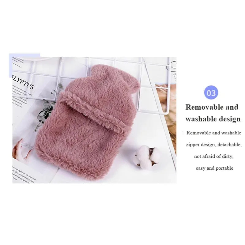 1PC Portable Plush Rabbit Hand Po Warm Water Bottle Stress Pain Relief Therapy Hand Warmer Girls Pocket Hand Feet Hot Water Bag
