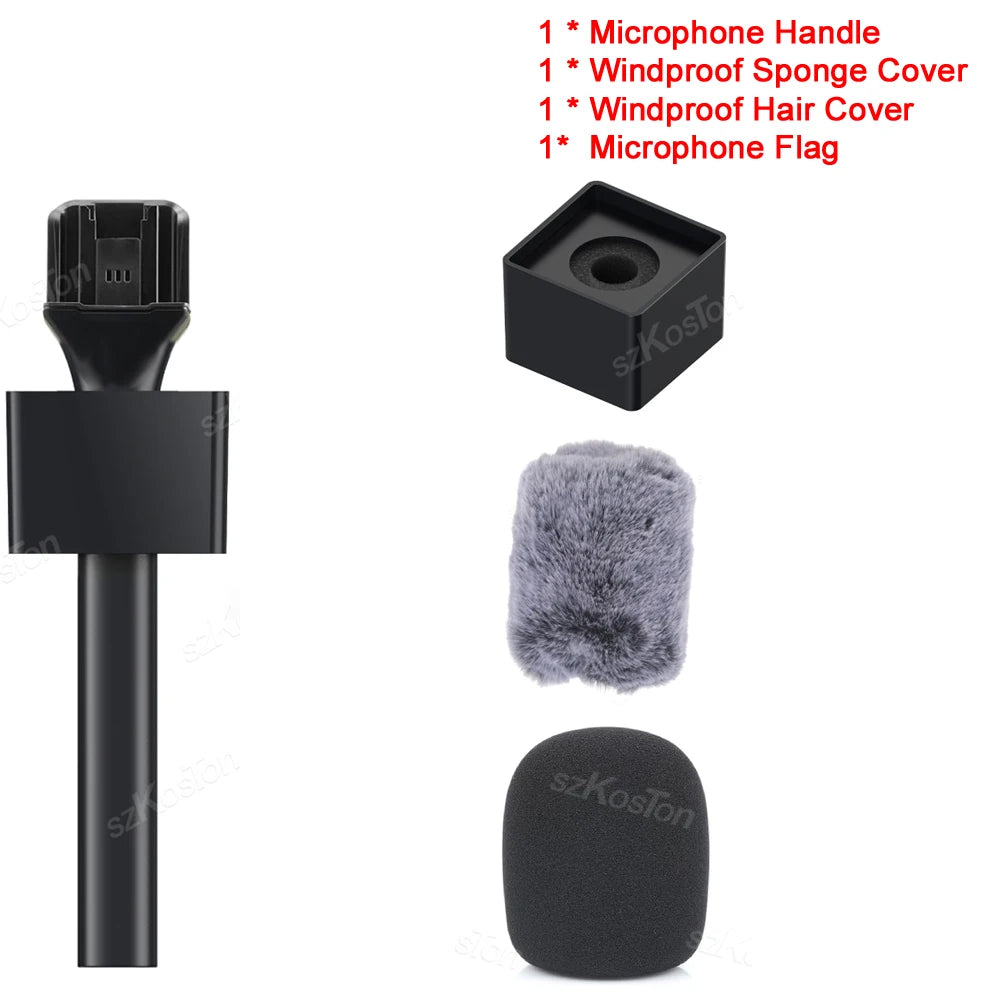 Wireless Lavalier Microphone Handheld Stick for DJI Rode Wireless GO Mic Handle Stand Adapter for YouTube TikTok Live Streaming