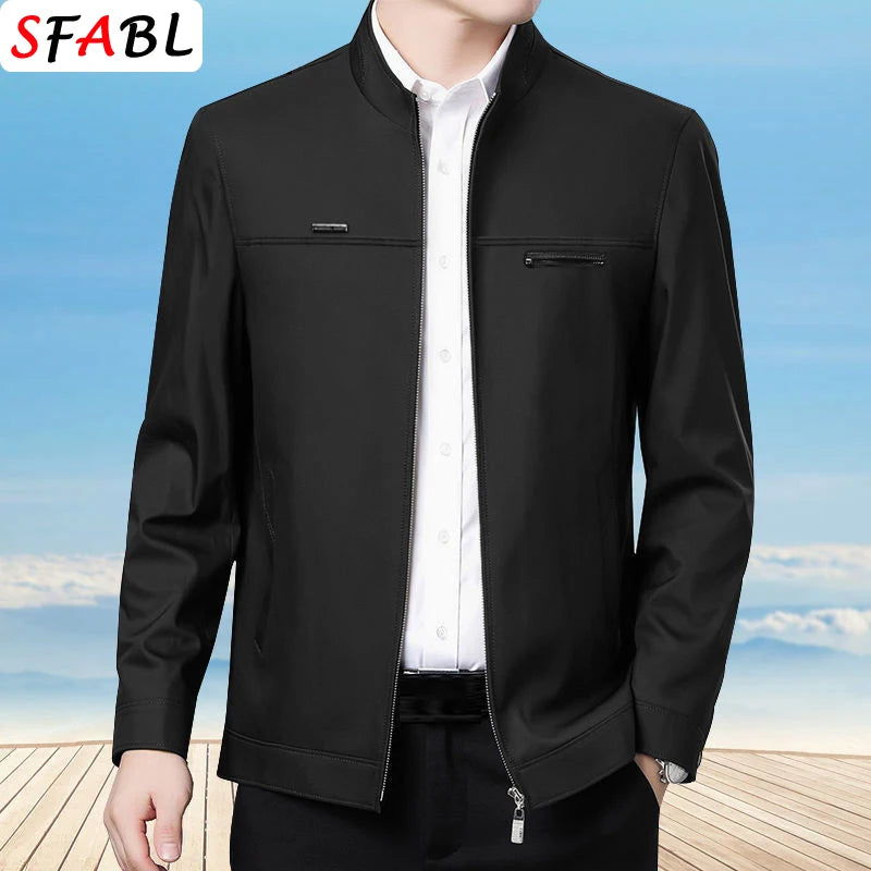 Solid Quality Men's Jacket Business Casual Luxury Blazer for Men Zipper Jacket Office Dress Coat Spring Autumn New Outerwear 3XL