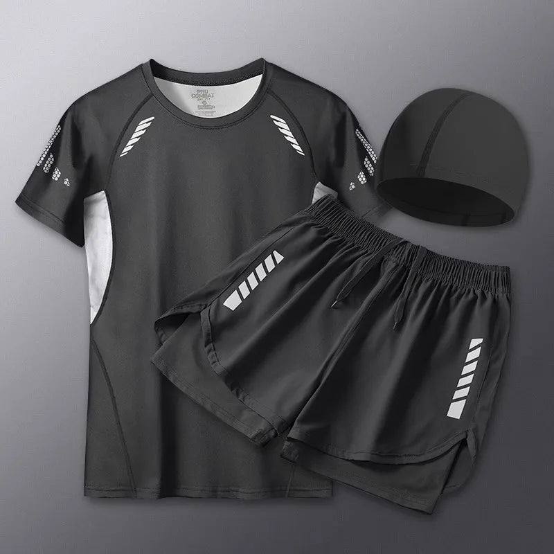 Summer Men's Two-Piece Suits Separates Swimsuit Set Anti Embarrassment Swimming Trunks Surfing Beach Wear Sports Clothes