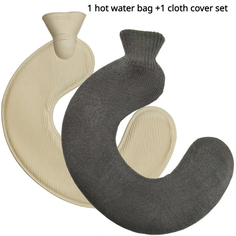 21 Colors Thick Hot Water Bottle and Cloth Cover Set 1L Winter Warm Hot Water Bag Neck Shoulder Warmer Hand Warm Water Bottle