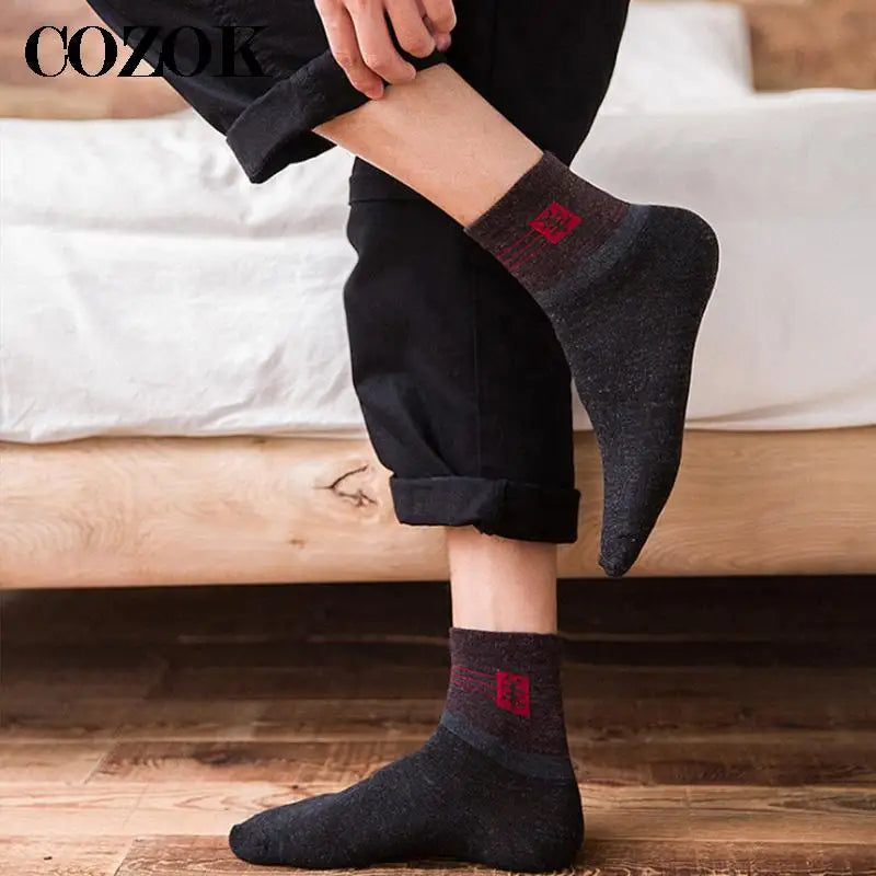 10pcs=5 Pairs Mens Winter Thick Warm Wool Socks Casual Calcetines Hombre Sock Business Breathable Male Socks Men Meias Crew Sox