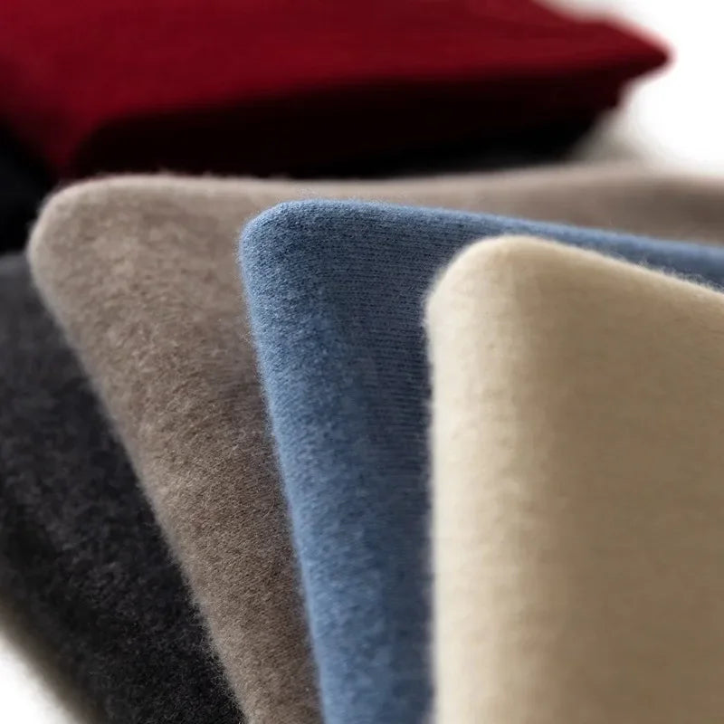 Soft Cashmere Sweater Men's Clothing Autumn Winter Pullover Business Casual Bottom V-neck Knitted Woolen Slim Fit Knitwear Male