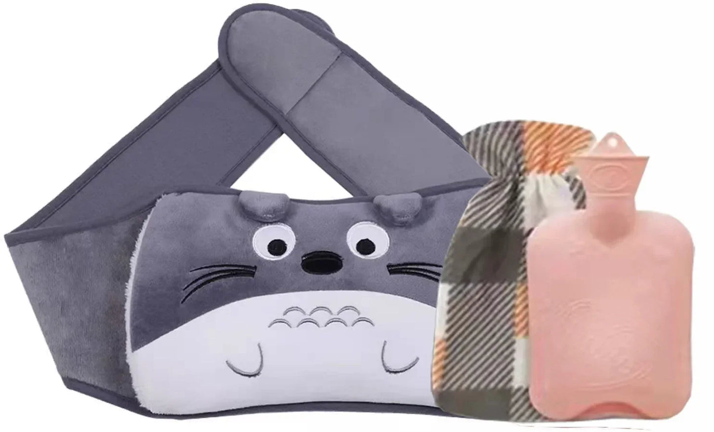 3-Piece Set Hot Water Bag Filling Water Type Hot Water Bottle Cover Plush Animal Belt Winter Menstrual Women Belly Hand Warmer