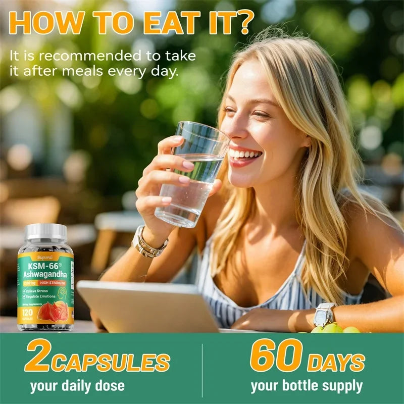 Organic KSM-66 Ashwagandha Root Extract Stress Relief – High Absorption Root Powder – Mood Support & Natural Immune Boost