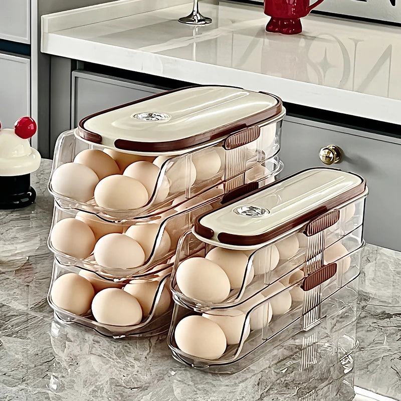 1PCS Home Refrigerator Egg Organizer Sliding Egg Carton Automatic Egg Roller Organizer Kitchen Countertop Egg Shelf
