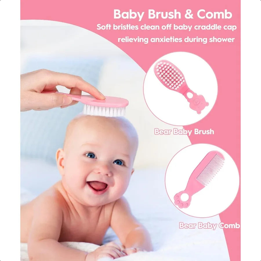 Baby Healthcare and Grooming Kit Safety Newborn Nursery Baby Care Kit with Hair Brush Comb Nail Clipper Thermometer Pacifier Cl