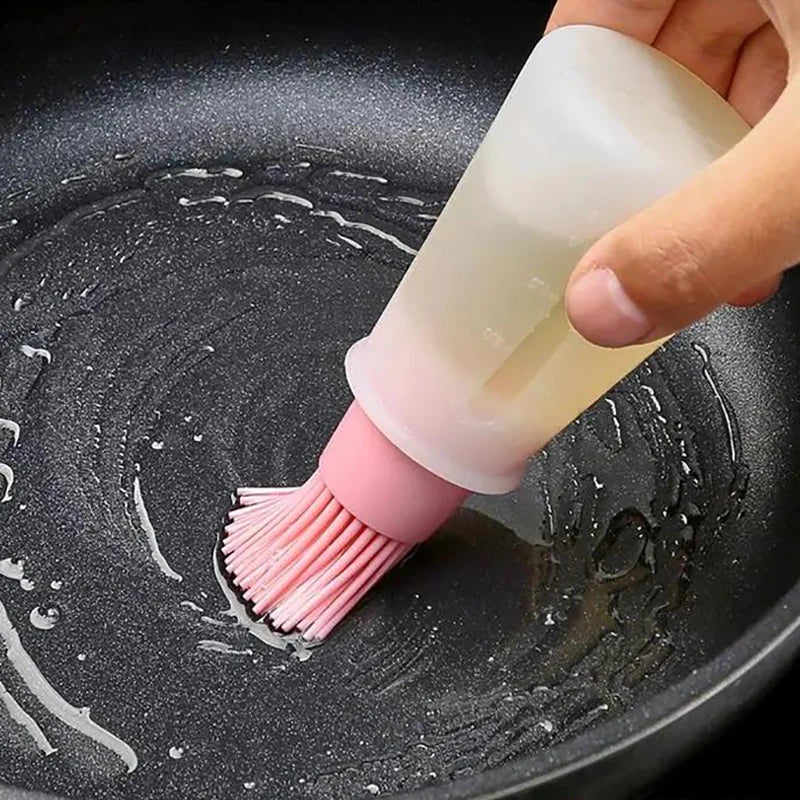 1PC Silicone Oil Bottle Brush Oil Dispenser Bottle With Barbecue Brush Portable Outdoor BBQ Accessories Kitchen Baking Gadgets