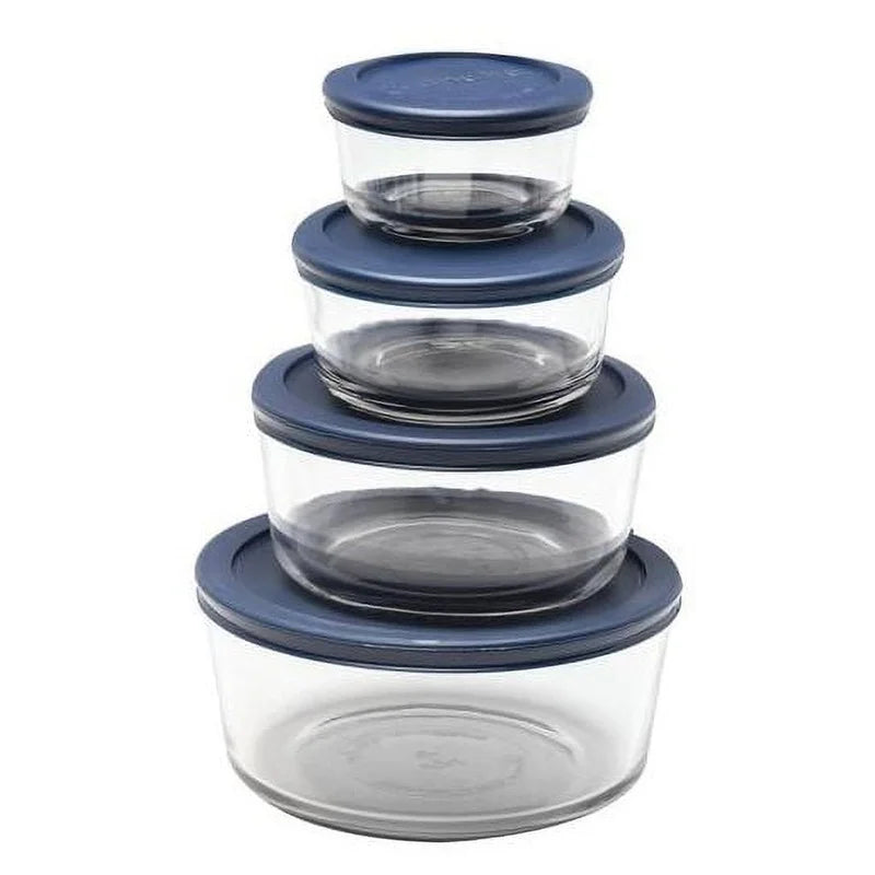 Glass Food Storage Containers 8 Piece Set Stackable Microwave Safe BPA Free with Lids Dishwasher Safe Home Organization