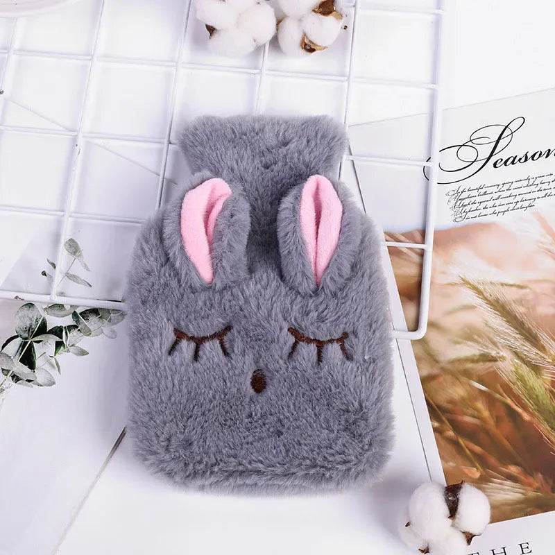 1PC Portable Plush Rabbit Hand Po Warm Water Bottle Stress Pain Relief Therapy Hand Warmer Girls Pocket Hand Feet Hot Water Bag