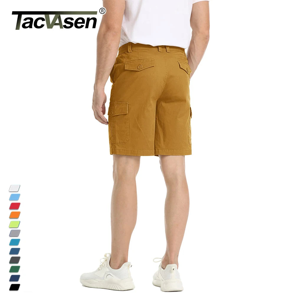 TACVASEN Summer Breathable Cotton Cargo Shorts Mens Casual Multi-pockets Twill Work Shorts Hiking Camping Short Pants Outdoor