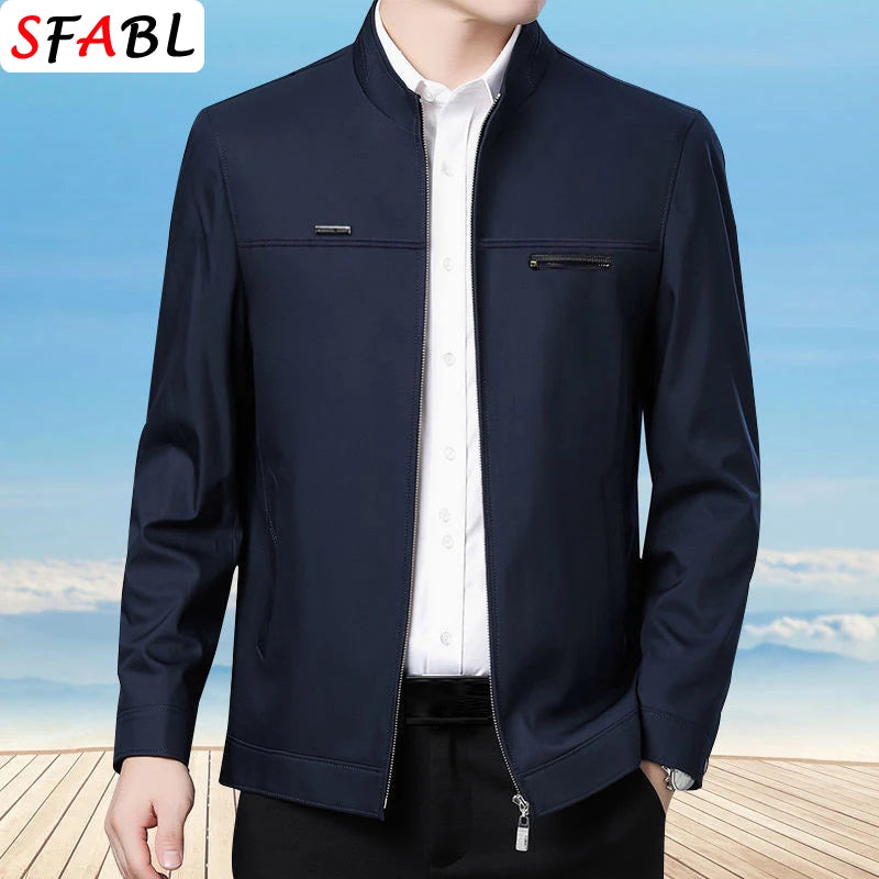 Solid Quality Men's Jacket Business Casual Luxury Blazer for Men Zipper Jacket Office Dress Coat Spring Autumn New Outerwear 3XL