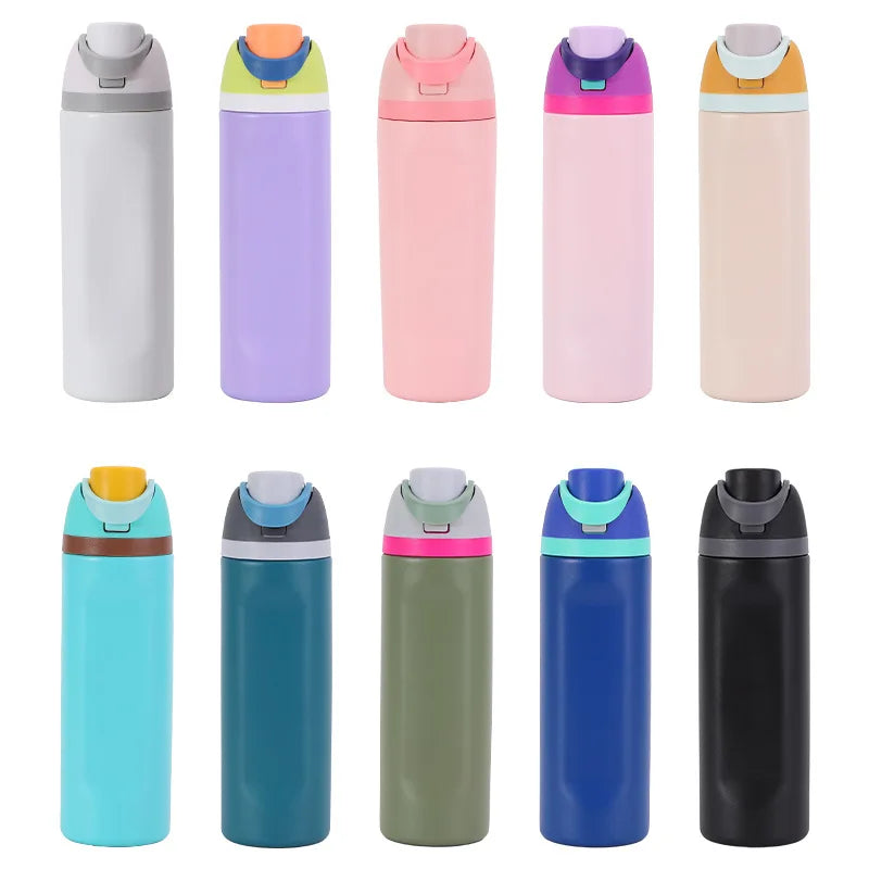 16/19/24/32OZ New 304 Stainless Steel Fitness Cup with Handle, Macaron Colored Insulated Bottle Large Capacity Straw Fruit Cup