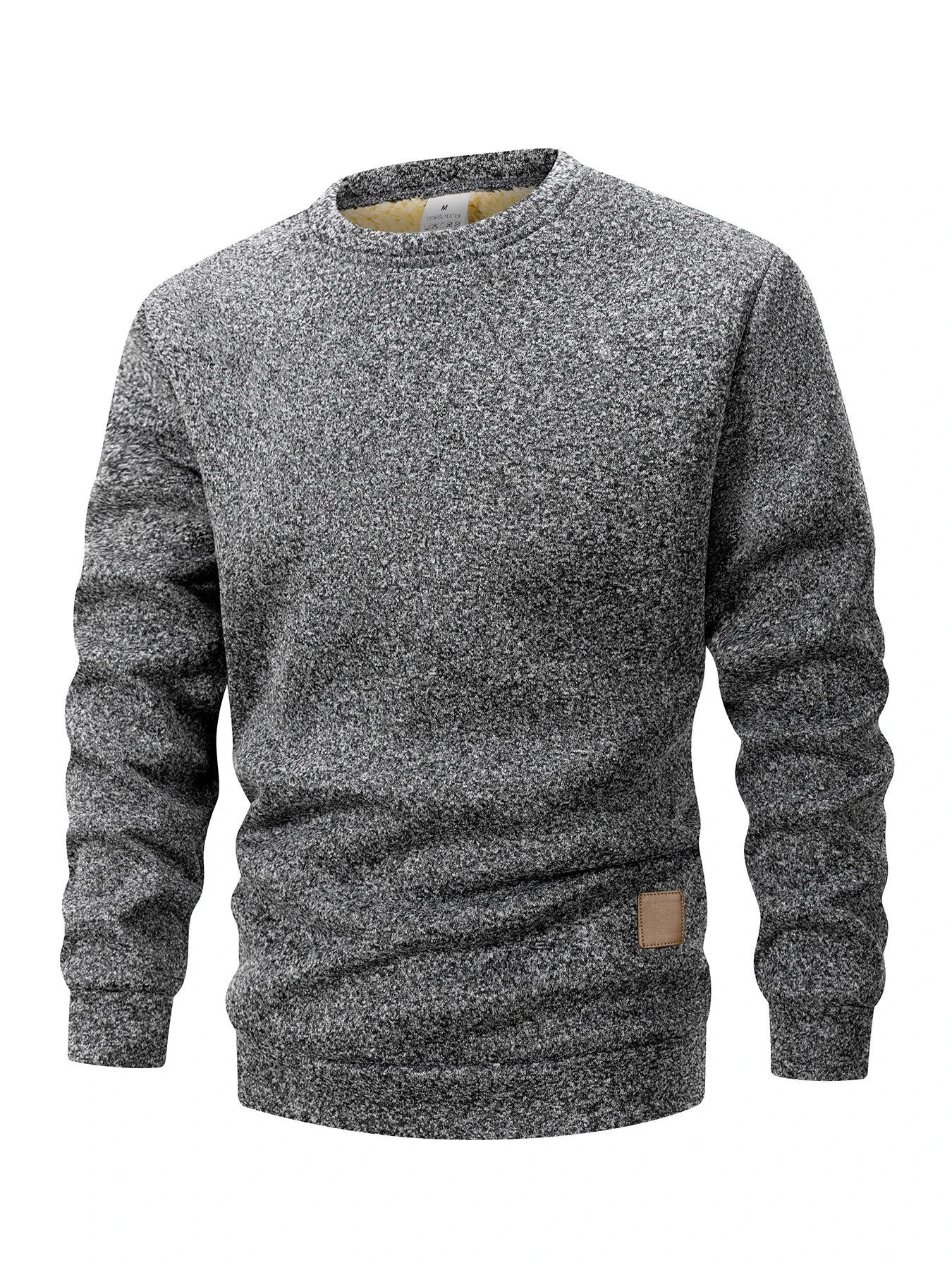 Winter Men's Crew Neck Sweatshirts Solid Color Fleece Thicken Sweatwear Outdoor Casual Daily Long Sleeve Pullover Man Sportswear