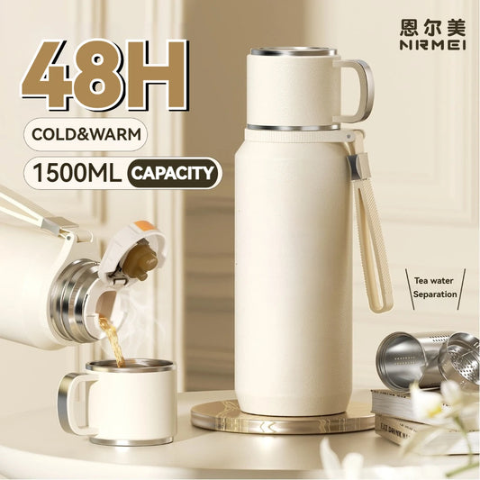 1.5L Thermos water bottle Stainless Steels Vacuum Flask Hot Coffee tea Water Heat Preservation Bottles Cold Tumbler drinkware