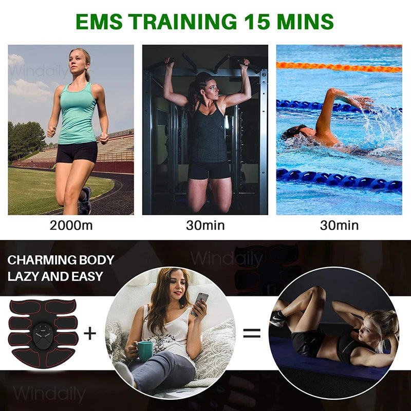 Wireless EMS Muscle Stimulator Toner ABS Abdominal  Hip Trainer Weight Loss Fitness Shaping  Electric  Body Slimming Massager