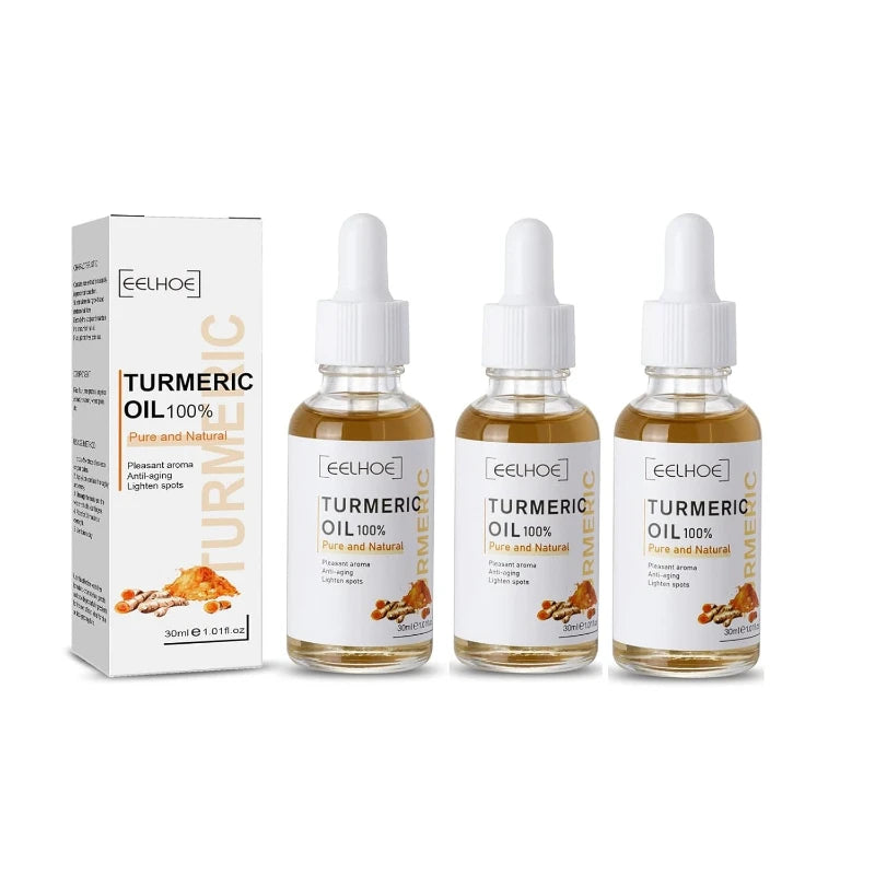 3pcs Turmeric Serum Oil Facial Moisturizing Brighten Essence Suitable For Dry Skin, Redness and Dark Spot Skin Blemishes