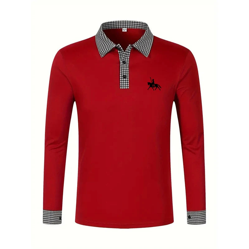 Spring and Autumn Men's Long Sleeve Polo Shirt Classic Business Office T-shirt Male Street Casual Fashion Solid Color Top