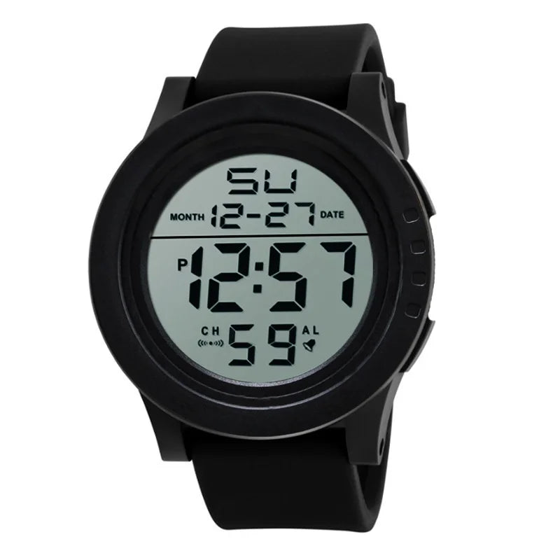 Men's Watch Large Dial Silicone Sports Multifunction Cold Light Waterproof Electronic Watch