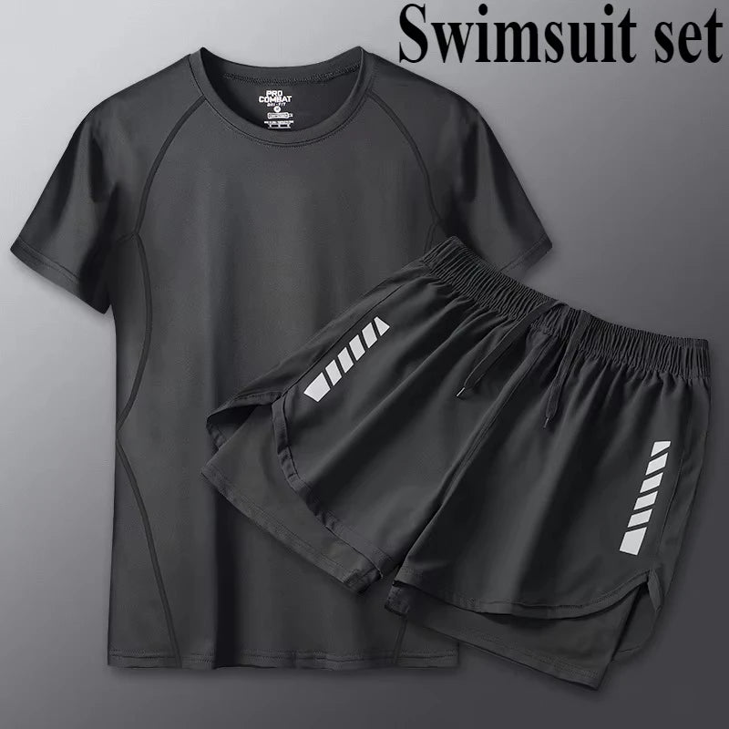 Summer Men's Two-Piece Suits Separates Swimsuit Set Anti Embarrassment Swimming Trunks Surfing Beach Wear Sports Clothes