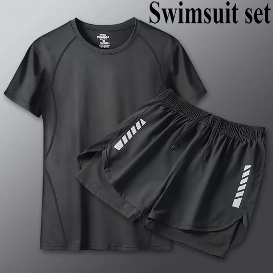 Summer Men's Two-Piece Suits Separates Swimsuit Set Anti Embarrassment Swimming Trunks Surfing Beach Wear Sports Clothes