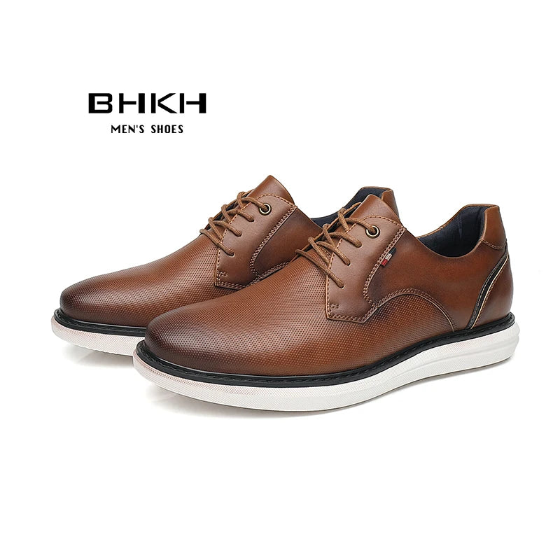 2025 Spring/Summer New Men Shoes Comfy Luxury Brand Men Casual Shoes Lace Up Business Style Dress Shoes BHKH Men Shoes