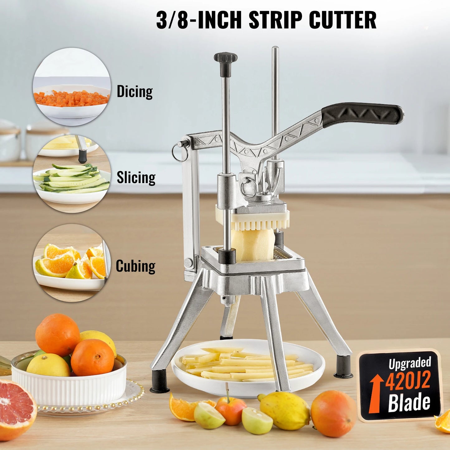 SucceBuy Commercial Vegetable Fruit Heavy Duty Professional Food Dicer Kattex French Fry Cutter Onion Slicer Stainless Steel