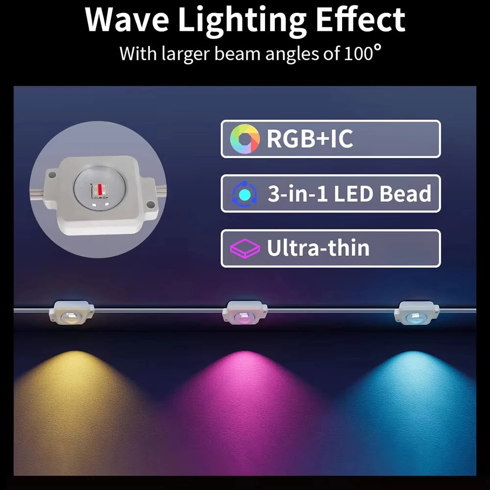 300FT 180LED Permanent Outdoor Eaves LED Lights Waterproof RGB String Lights DIY Scene Christmas Birthday Holiday Party Lighting