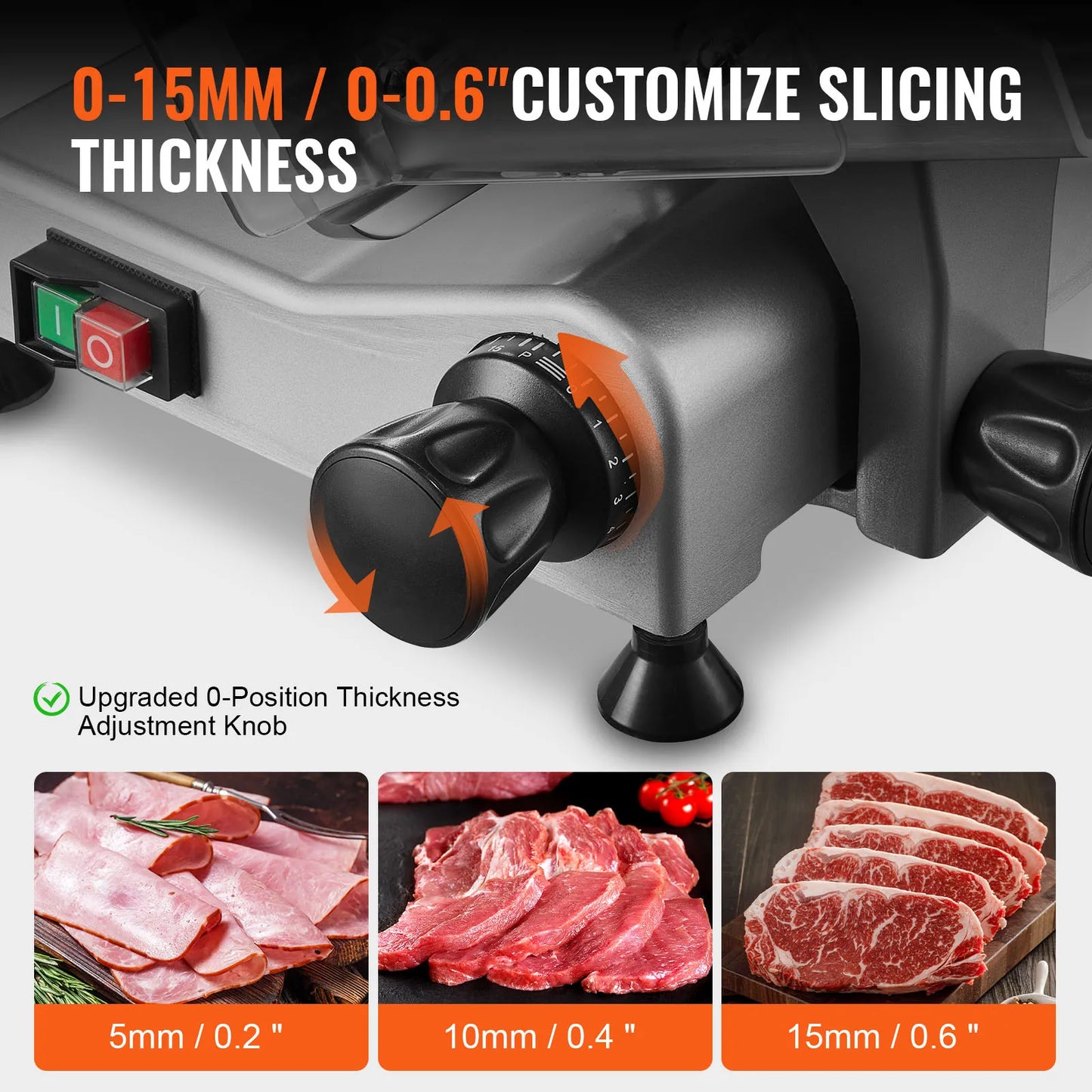 VEVOR 340W Meat Slicer Electric Deli Food Slicer with SUS420 Stainless Steel&Built-in Sharpening Stone for Commercial and Home
