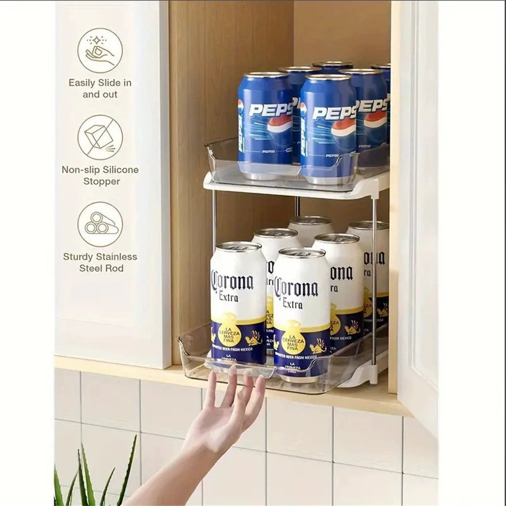 2-Tier Pull Out Under Sink Storage Shelf - Multi-Purpose Organizer for Bathroom Cabinet & Kitchen Pantry