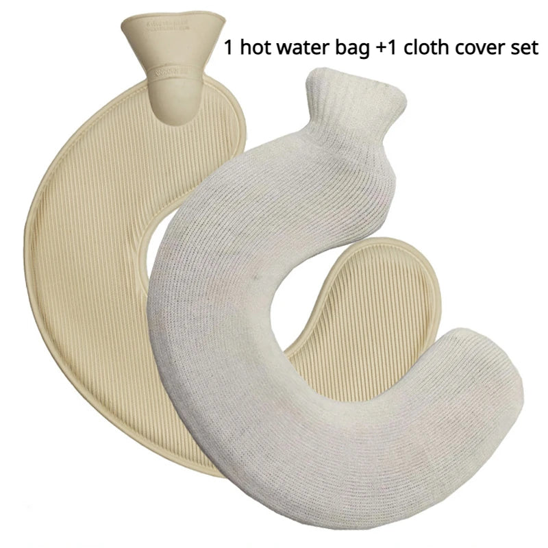 21 Colors Thick Hot Water Bottle and Cloth Cover Set 1L Winter Warm Hot Water Bag Neck Shoulder Warmer Hand Warm Water Bottle