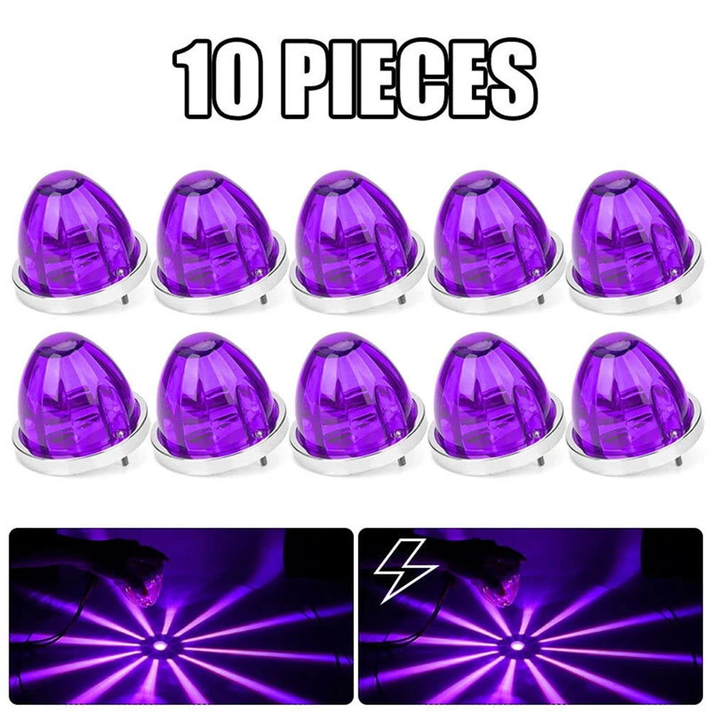 10PCS LED BIG Watermelon Lights Side Marker Clearance Truck Trailer Turn Signal Starburst Water Melon Lights for Semi Truck