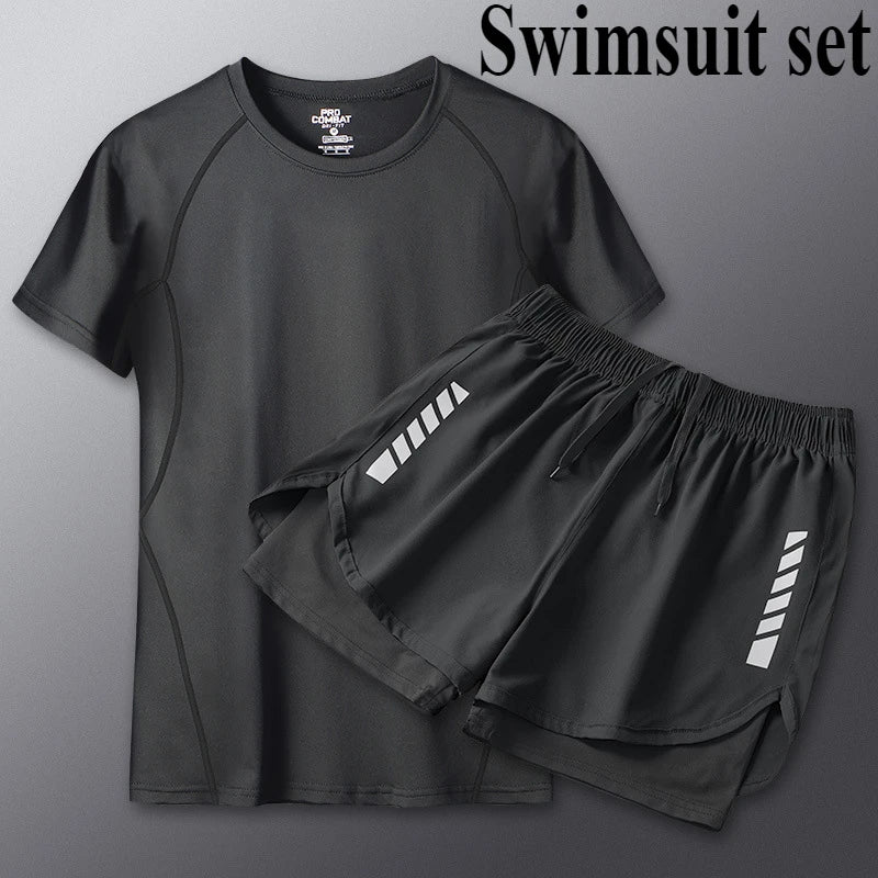 Summer Men's Two-Piece Suits Separates Swimsuit Set Anti Embarrassment Swimming Trunks Surfing Beach Wear Sports Clothes