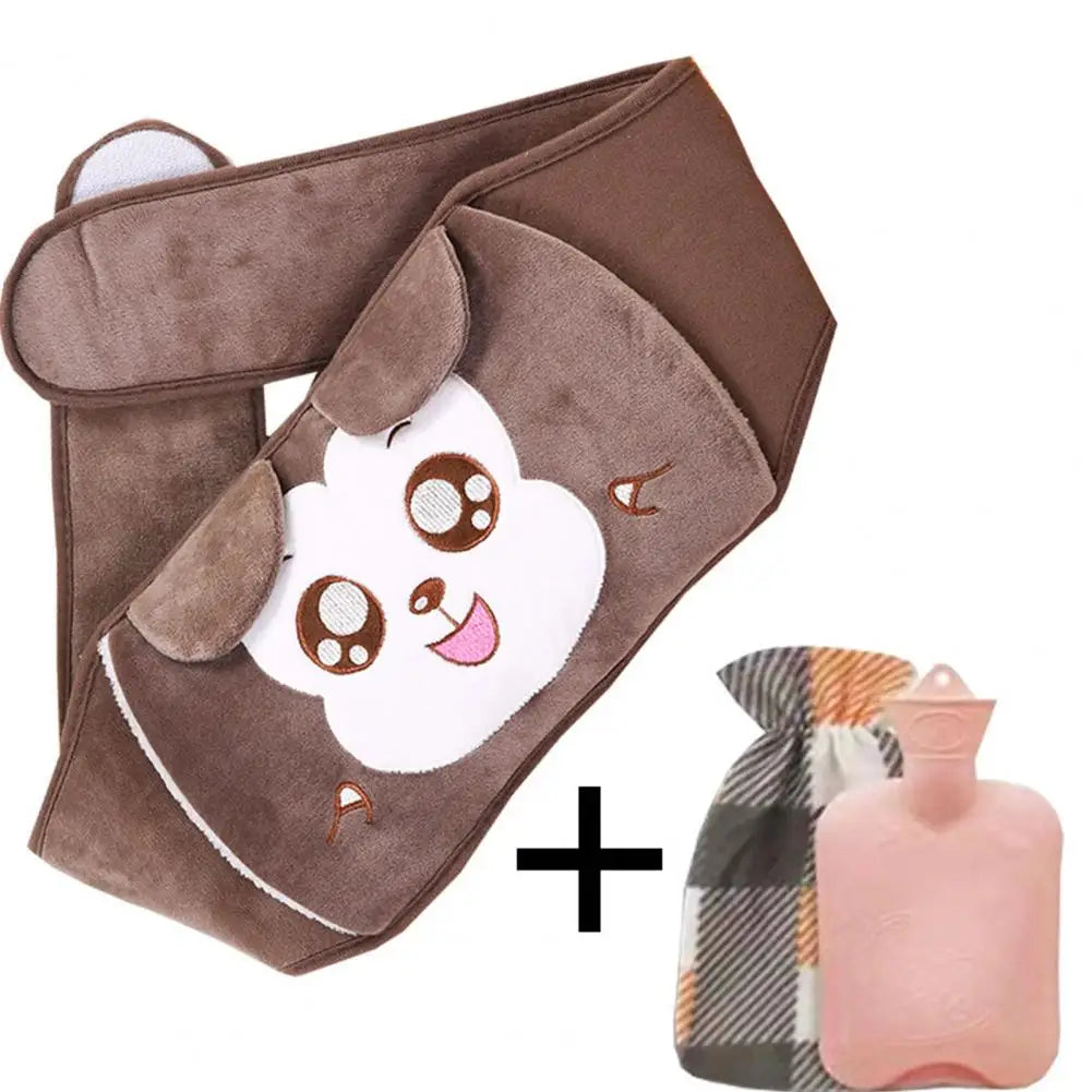 Warm Water Bottle Set Sealed Portable Keep Warm Thickened Plush Hot Water Bottle Belt Warm Water Bottle Belt for Office