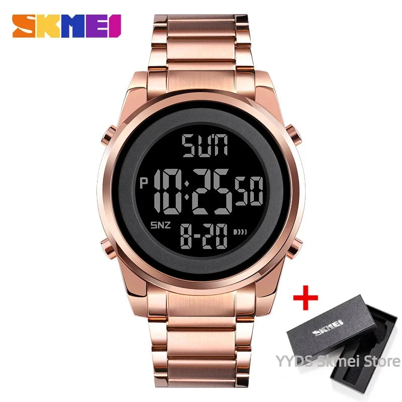 SKMEI Luxury Waterproof Watch for Men Stainless Steel Electronic Sports Digital Mens Wristwatches Man Clock Reloj Masculino 1611