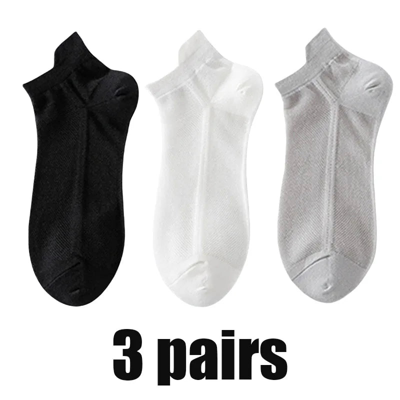 3Pairs Men's Socks Thin Breathable Comfy Deodorant Sweat-absorbing Low Cut Ankle Sports Sock Casual Ultra-thin Business Sox