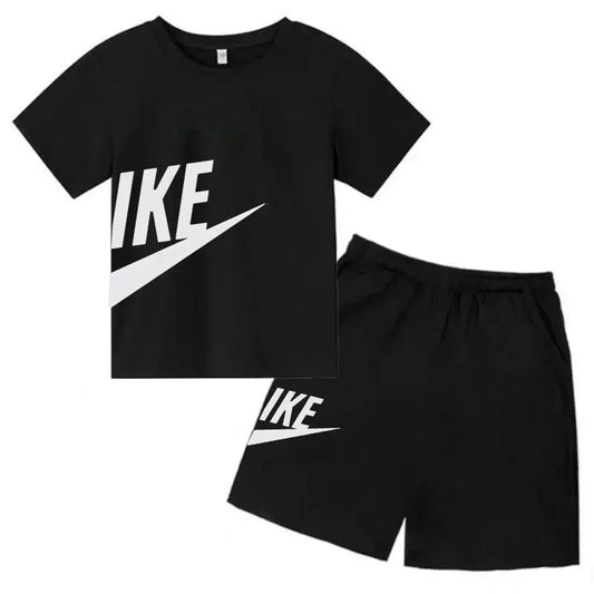 Summer Short Sleeve T Shirt +shorts 2 Piece Set Children Clothes Luxury Brand Print Sport Casual Fashion Boy Girl Kid Tracksuit