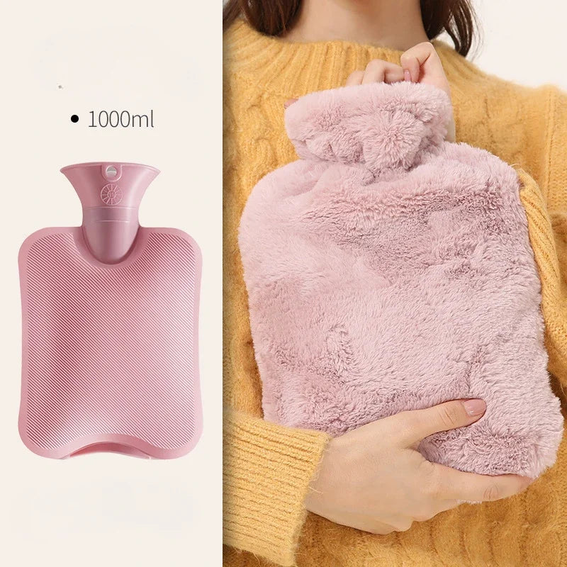 1000/2000ml Plush Hot Water Bag Removable Hot Water Bottles Reusable Hand Warmer  Girl Hot Compress Menstrual Cramps Pain Relief