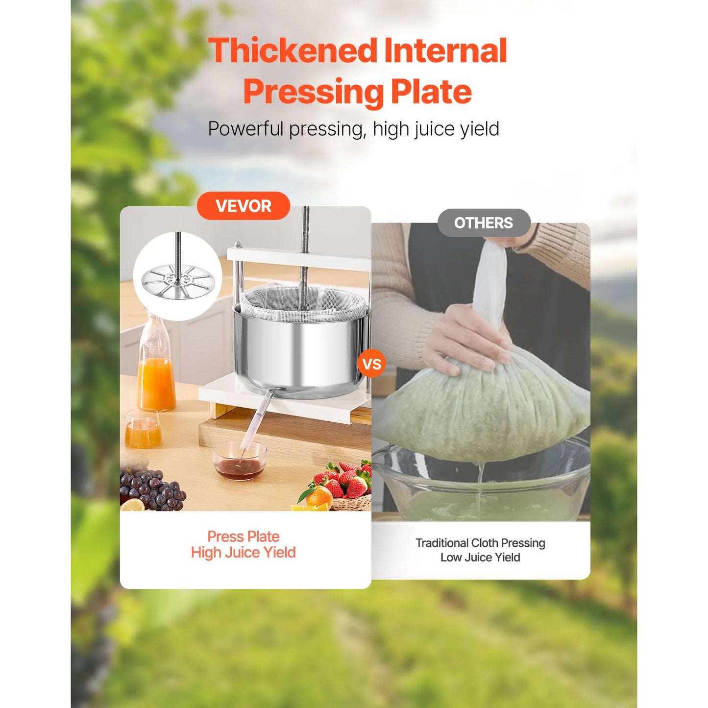 VEVOR 5L/12L Manual Fruit Wine Press Maker Stainless Steel Household Nature Vegetables Juice Making Machine for Home Kitchen