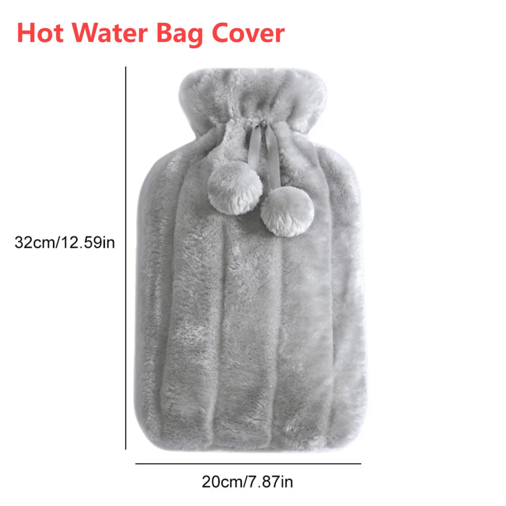 2L Hot Water Bottle Cover Rubber Hot Water Bags Winter Plush Hand & Feet Warmer Explosion-Proof Water Bottle Cover For Hot Water