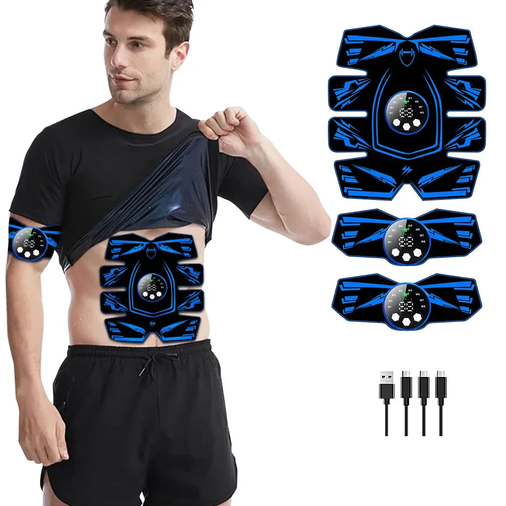 Professional EMS 8-Pad Ab Trainer and Muscle Stimulator with Vibration for Abdominal Toning, Home Fitness Equipment