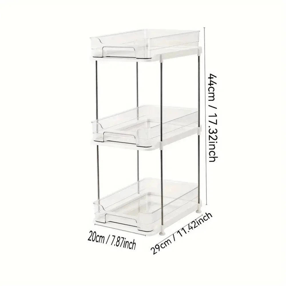 2-Tier Pull Out Under Sink Storage Shelf - Multi-Purpose Organizer for Bathroom Cabinet & Kitchen Pantry