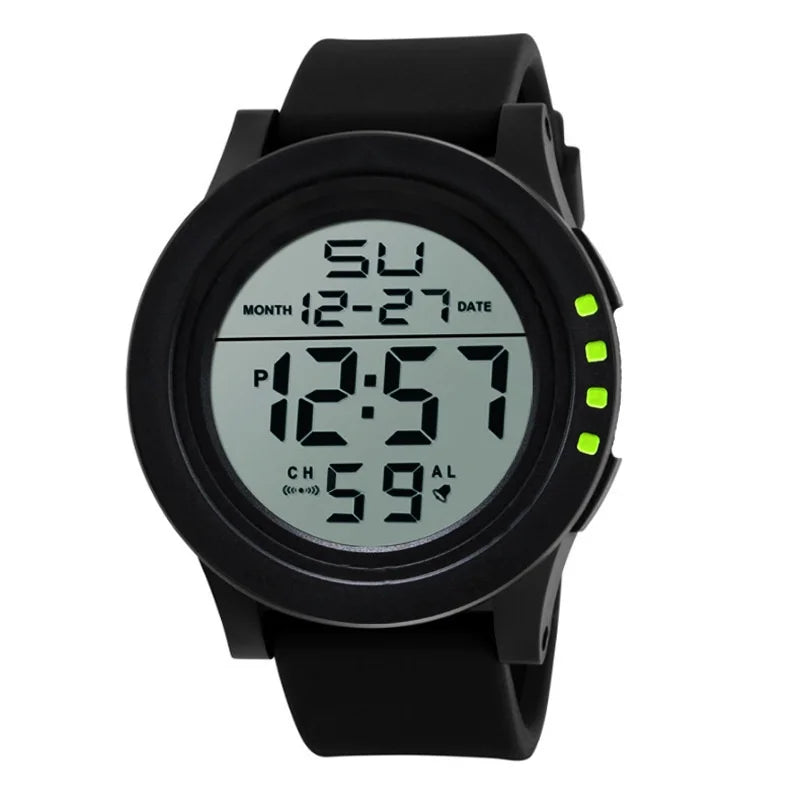 Men's Watch Large Dial Silicone Sports Multifunction Cold Light Waterproof Electronic Watch