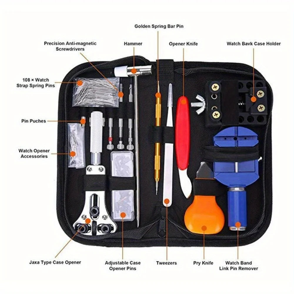 147pcs Watch Repair Kit Chain Stripe Remover Spring Rod Case Opener Professional