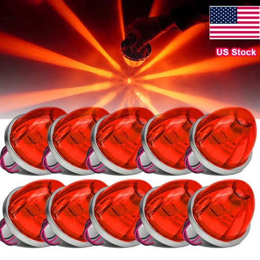 10PCS LED BIG Watermelon Lights Side Marker Clearance Truck Trailer Turn Signal Starburst Water Melon Lights for Semi Truck