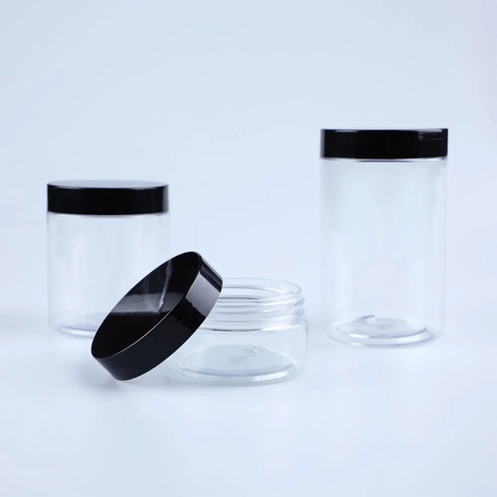20pcs 250/200/150/100/50ml Empty Cream Jar Transparent Plastic Cosmetic Container with Aluminum Lid Storage Jar Makeup Bottle