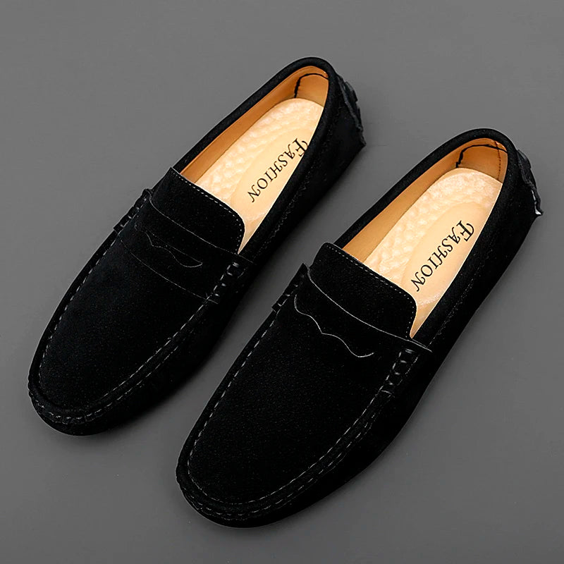 Suede Leather Mens Loafers New Fashion Walking Shoes New Comfy Man Drive Flats Classic Original Style Men Casual Shoes Moccasins