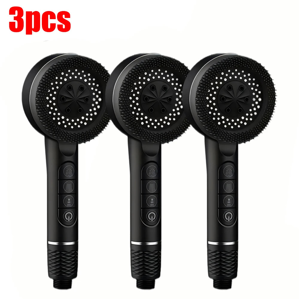 4 Modes Self-cleaning Shower Head with Silicone Brush One-Key Stop Water Massage High Pressure ABS Showerhead with Filter
