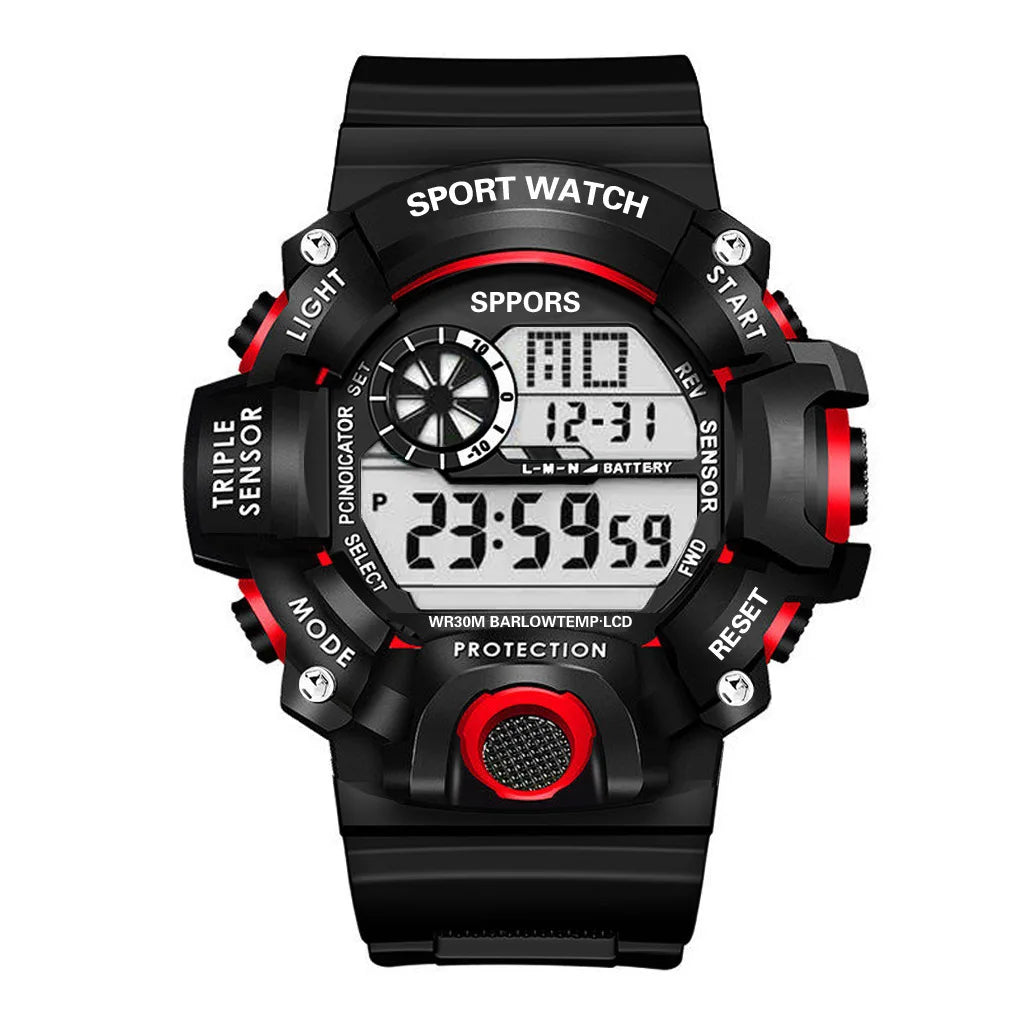YIKAZE Y73 Men's Watch Digital Sports Electronic Wristwatch Multifunctional Waterproof Luminous Alarm Male's Sports Watch Clock